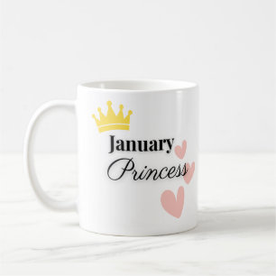 Januari Prinses Mok – Gouden Kroon & Harten Ontwer