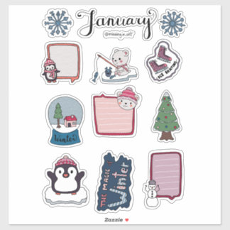 Januari stickerblad – Knuffelbeertjes & Wintermagi Sticker