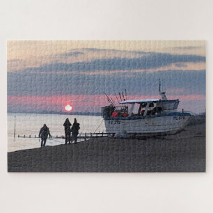 Januari Sunset Over Hythe Bay Kent Vissen Boats Legpuzzel