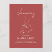 januari Teacup Doodle Positiviteit Briefkaart (Voorkant)
