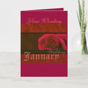 Januari Trouwen rode roze rose kaart (aanpassen)