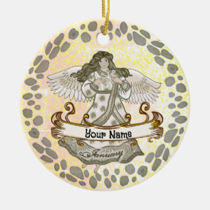 Januari Verjaardag Angel verjaardag aangepaste orn Keramisch Ornament