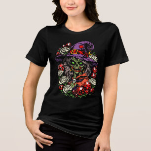 Januari Zombie Heks met Edelstenen en Bloemen Tri-Blend Shirt