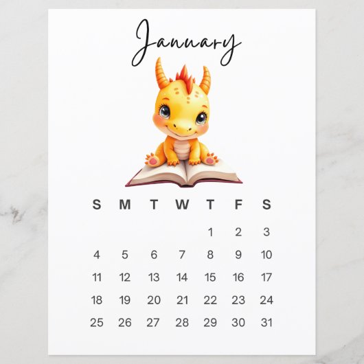 January Baby Dragon Art Print Whimsical Fantasy  (Voorkant)