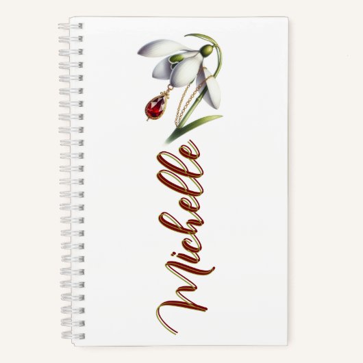January Bloom & Birthstone Personalized Bookmark Notitieboek (Voorkant)