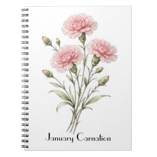 January Carnation Flowers  Notitieboek