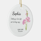 January Carnation Personalized Birthday Keramisch Ornament (Rechts)