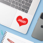 JANUARY Rode Hart Vinyl Sticker (Laptop met iPhone)