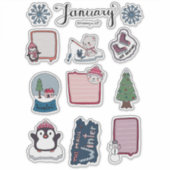 January Sticker Sheet – Cozy Bears & Winter Magic (Voorkant)