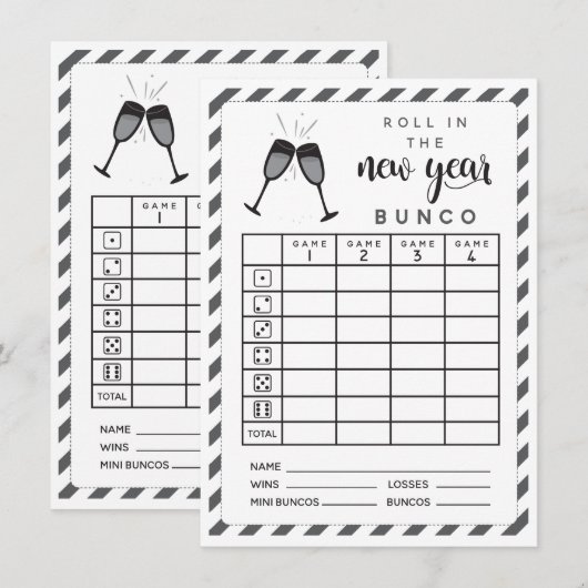 Januco Roll in het nieuwjaar dubbelzijdig Kaart (Voorkant / Achterkant)