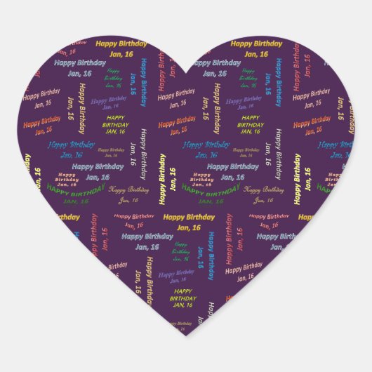 Janvier, 16 Anniversaire Sticker (Devant)