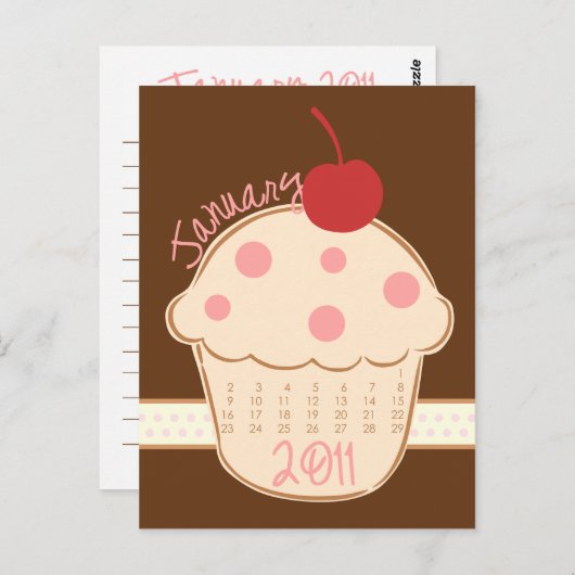 Janvier 2011 Carte postale Calendrier de gâteaux (Devant / Derrière)