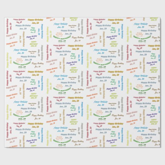 Janvier, 29 Anniversaire Papier cadeau (Plat)