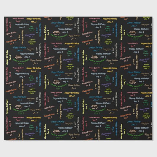 Janvier, 2 Anniversaire Papier Cadeau (Plat)