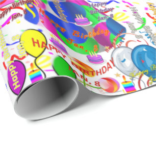 Janvier, 8 Anniversaire Papier cadeau