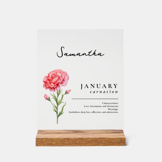 Janvier Anniversaire Mois Fleur Carnation Personna (Recto)