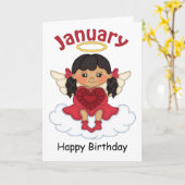 Janvier Birthstone Angel Black Carte d'anniversair (Fleur jaune)