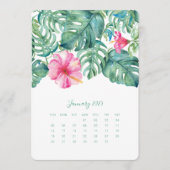 Janvier Bureau Top Calendrier Carte Hibiscus (Devant)