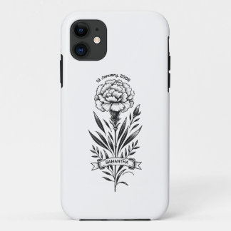 Janvier Carnation Tattoo coque iphone Cadeau Anniv