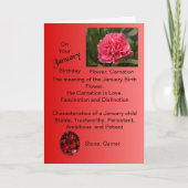 Janvier Carte d'anniversaire - Carnation et Garnet (Devant)