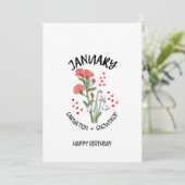 JANVIER Mois de naissance Fleur Carte d'anniversai (Debout devant)