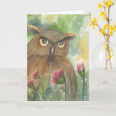 Janvier ; Œillets & Hibou ; Carte de vœux (Fleur jaune)