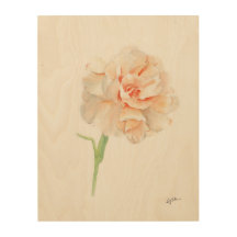 Janvier Oeillets Mois de naissance Fleur Bois Art