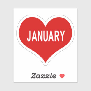 JANVIER Red Love Heart Vinyl Sticker