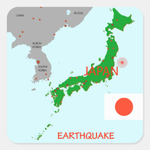 Japan Aardbevingenkaart Seismische Activiteit Vierkante Sticker