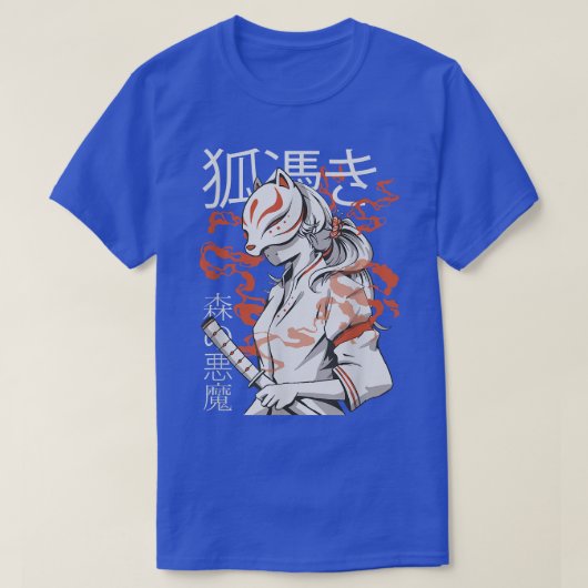 Japan Anime Mask Kitsune, Forest Devil Style Samur T-shirt (Design voorkant)