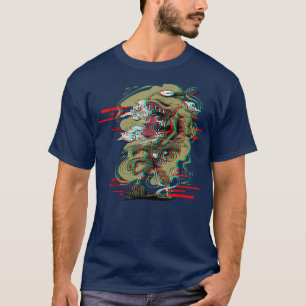 Japan Anime Oni Mask Kitsune Samurai Demon Vaporwa T-shirt