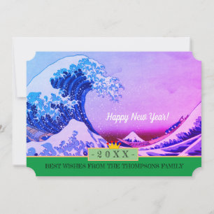Japan Art en Happy Nieuwjaar! Kaart/Kanagawa Wave Feestdagenkaart