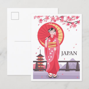 Japan Art Vintage Travel Illustratie Briefkaart