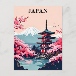 Japan Berg Fuji, Pagode en Kersenbloesem Briefkaart