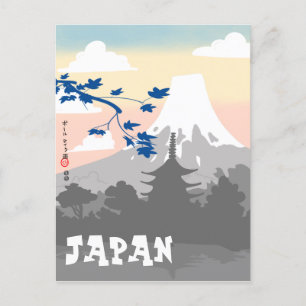 Japan-Briefkaart met Pagoda en de berg Fuji Feestdagenkaart