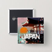 Japan Building setting sun poster Vierkante Button 5,1 Cm (Voorkant /achterkant)