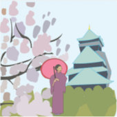 Japan Cherry Blossom Geisha Kimono Sticker (Voorkant)