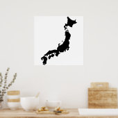 Japan Country Map Outline Black Silhouette Japan Poster (Keuken)