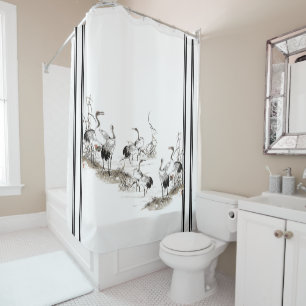 Japan Crane Birds Animal Wetlands Shower Curtain Douchegordijn