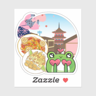 Japan Culinair Avontuur: Kat, Kikker en Delicatess Sticker