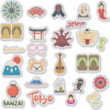 Japan Cultuur Iconen Sticker Blad