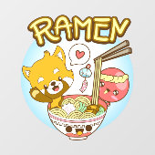 Japan Cute Red Panda Octopus Eat Ramen Restaurant Raamsticker (Vel)