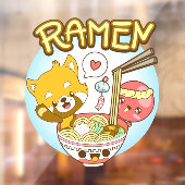 Japan Cute Red Panda Octopus Eat Ramen Restaurant Raamsticker (Vel 2)