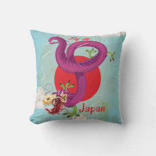 Japan Draak Oude Reisposter Kussen