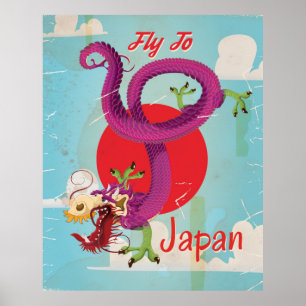 Japan Draak Oude Reisposter Poster