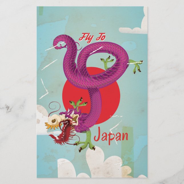 Japan Dragon Vintage Travel Poster (Voorkant)