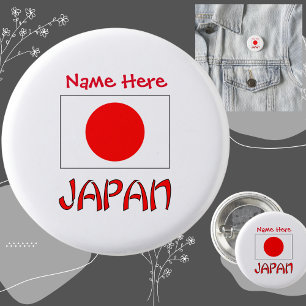 Japan en Japanse Vlag Rood Personalisatie Ronde Button 3,2 Cm