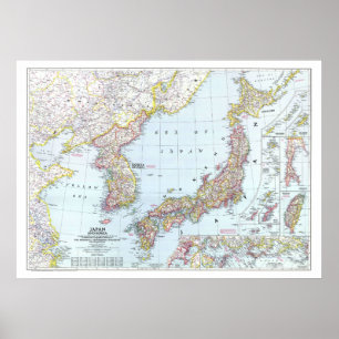 "Japan en Korea: 1945 Gedetailleerde KAART ... Poster