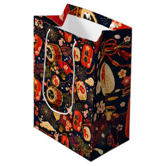 Japan Festival Naadloos Patroon met Lantaarns, Medium Cadeauzakje