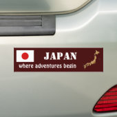 Japan Flag + Map Bumpersticker (Op auto)